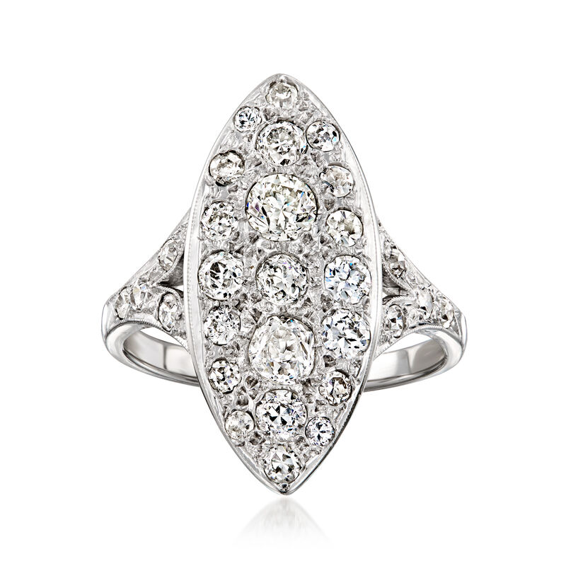 C. 1960 Vintage 2.00 ct. t.w. Diamond Marquise-Shaped Ring in 14kt White Gold. Size 8 image number 0