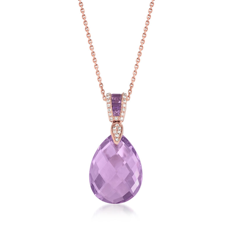 8.43 ct. t.w. Amethyst Pendant Necklace with Diamond Accents in 14kt Rose Gold image number 0
