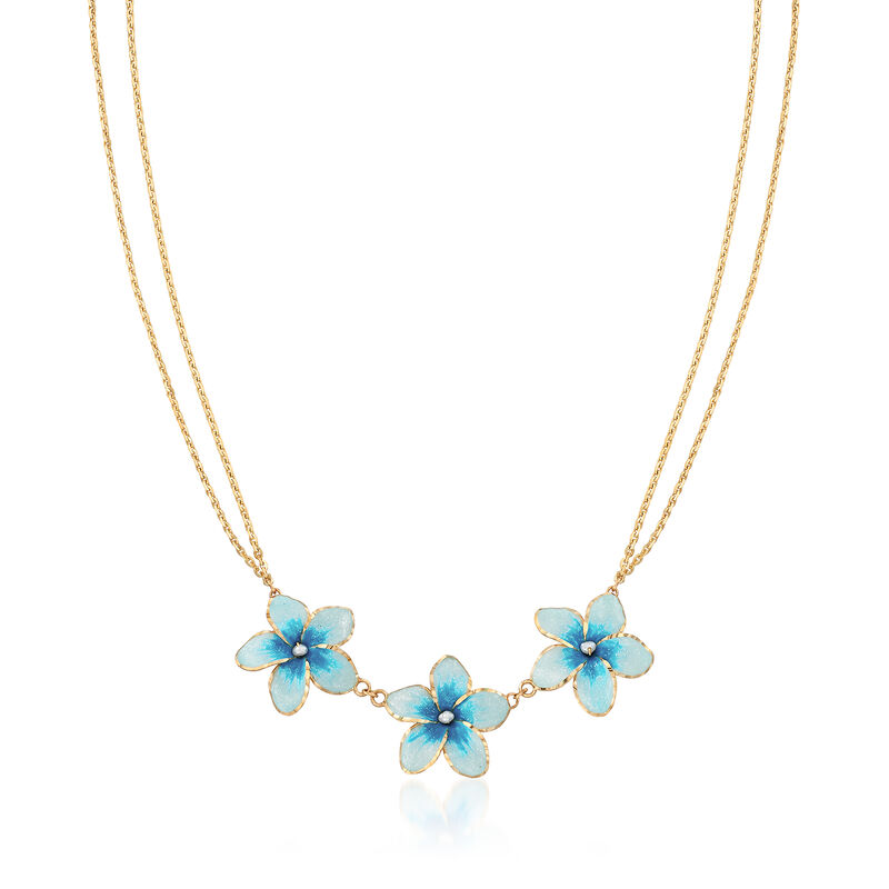Italian 1mm Cultured Pearl Floral Necklace in 14kt Yellow Gold image number 0