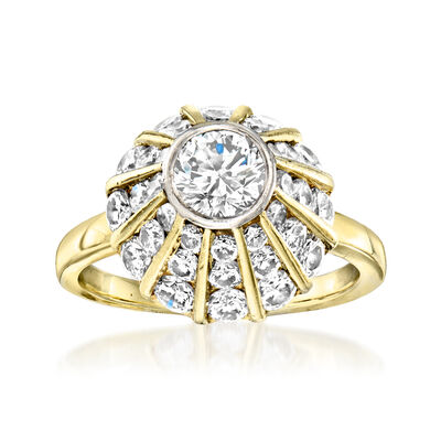 C. 1970 Vintage 2.65 ct. t.w. Diamond Dome Ring in 18kt Yellow Gold