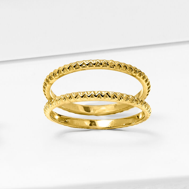 18kt Gold Over Sterling Jewelry Set: Two Zigzag Rings image number 4