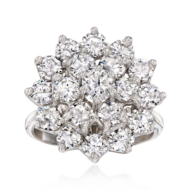C. 2000 Vintage 2.85 ct. t.w. Diamond Cluster Ring in 14kt White Gold image number 0