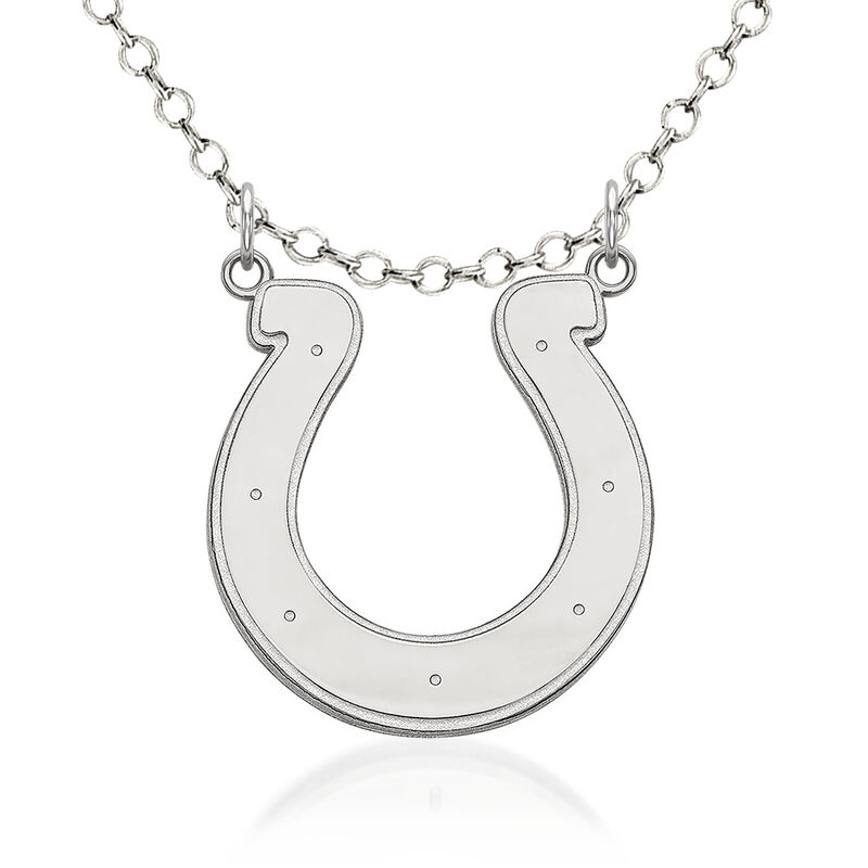 Sterling Silver NFL Indianapolis Colts Emblem Necklace. 18&quot; image number 0