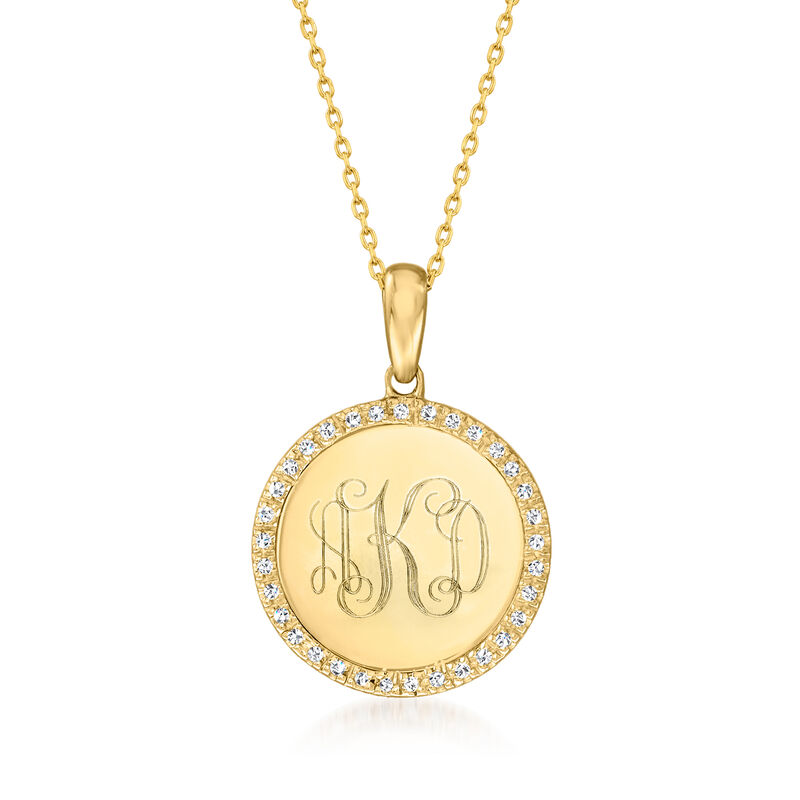 .10 ct. t.w. Diamond Personalized Disc Pendant Necklace in 14kt Yellow Gold image number 0