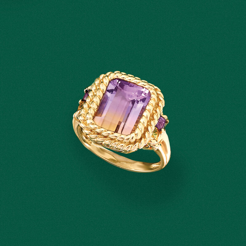 4.40 Carat Ametrine, .20 ct. t.w. Amethyst and .10 ct. t.w. Citrine Ring in 14kt Yellow Gold image number 3