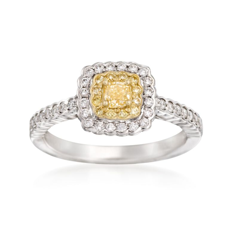 Gregg Ruth .66 ct. t.w. Yellow and White Diamond Ring in 18kt Two-Tone Gold image number 0