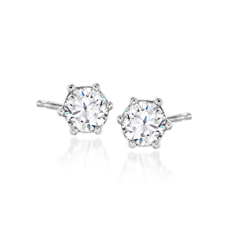 Italian .50 ct. t.w. CZ Jewelry Set: Stud Earrings and Hoop Jackets in Sterling Silver. 1 1/2&quot; image number 4