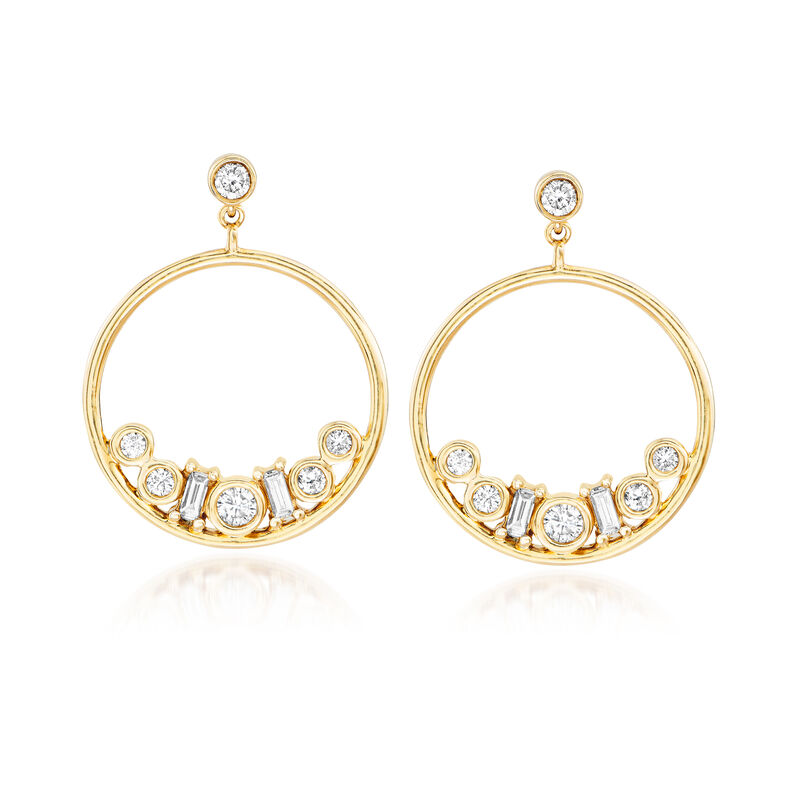 .50 ct. t.w. Diamond Circle Drop Earring Jackets with Diamond-Accented Studs in 14kt Yellow Gold image number 0