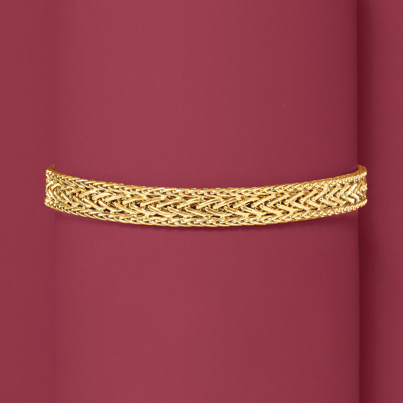 Italian 18kt Yellow Gold Three-Row Flat Wheat-Link Bracelet image number 2