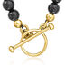 3.5-4mm Onyx Bead Charm-Compatible Toggle Necklace in 18kt Gold Over Sterling