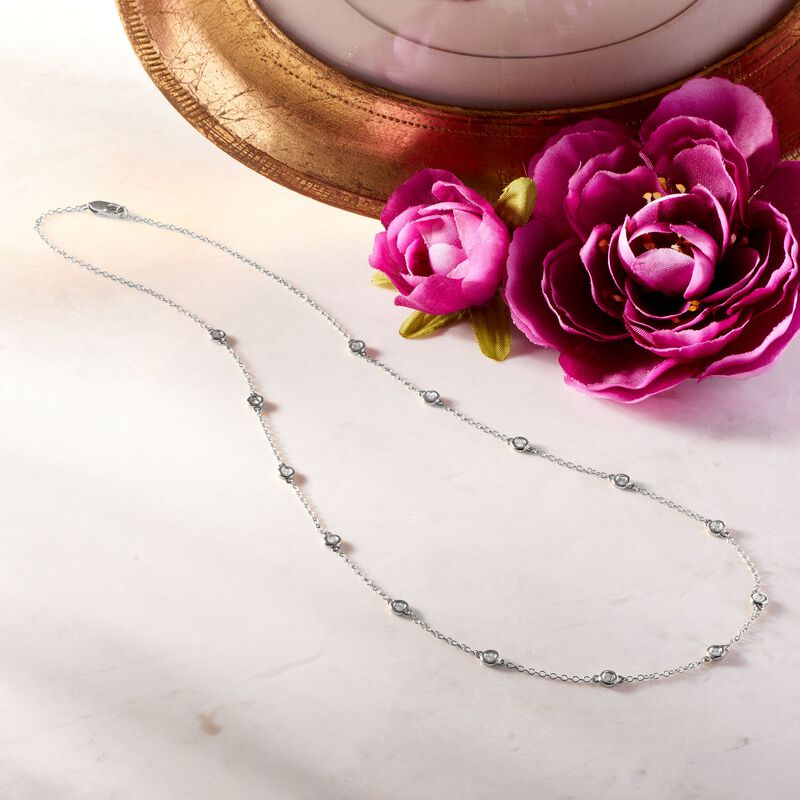 .50 ct. t.w. Bezel-Set Diamond Station Necklace in 14kt White Gold image number 2