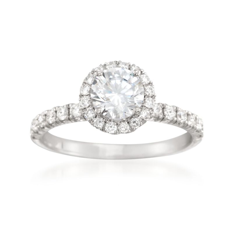 Simon G. .47 ct. t.w. Diamond Halo Engagement Ring Setting in 18kt White Gold image number 0