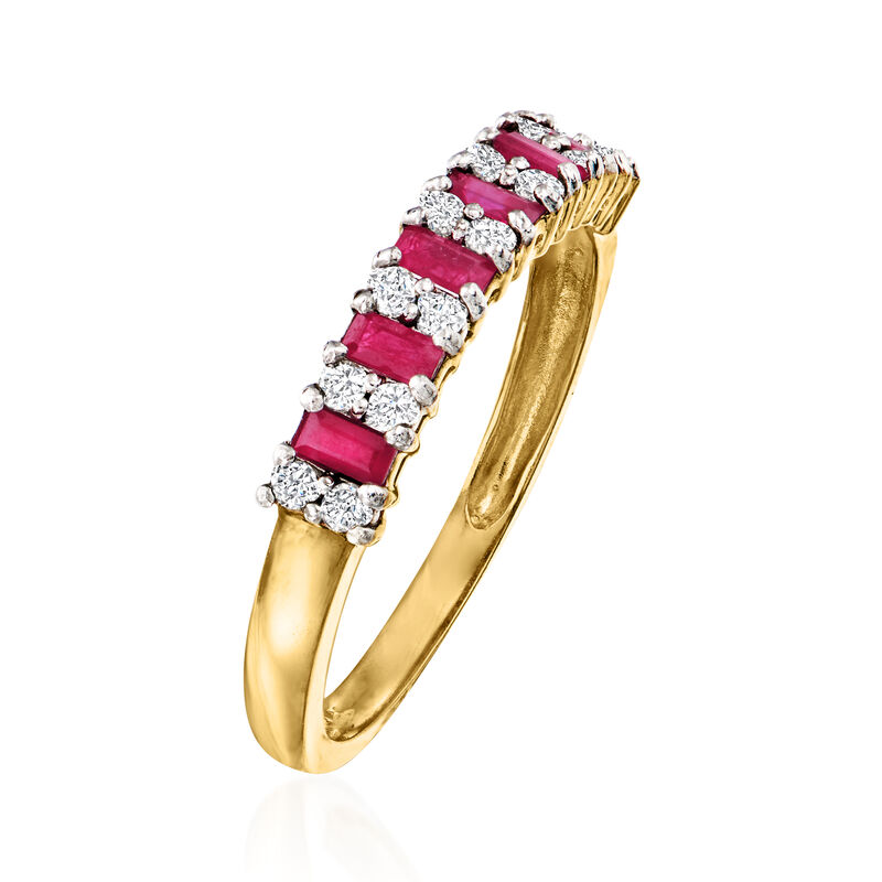 .30 ct. t.w. Ruby and .21 ct. t.w. Diamond Ring in 14kt Yellow Gold. Size 7 image number 2