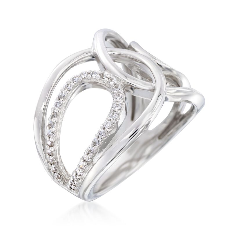 Belle Etoile &quot;Onda&quot; .30 ct. t.w. CZ Open Loop Ring in Sterling Silver. Size 7 image number 2