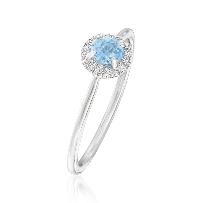 Gabriel Designs .32 Carat Swiss Blue Topaz Ring with Diamonds in 14kt White Gold image number 2