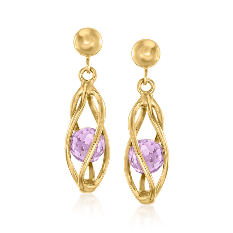 2.00 ct. t.w. Amethyst Cage Drop Earrings in 14kt Yellow Gold image number 0
