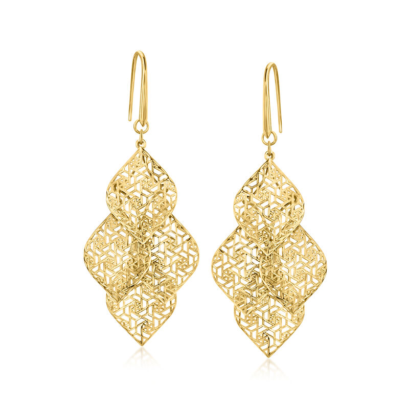 18kt Gold Over Sterling Wavy Drop Earrings  image number 0