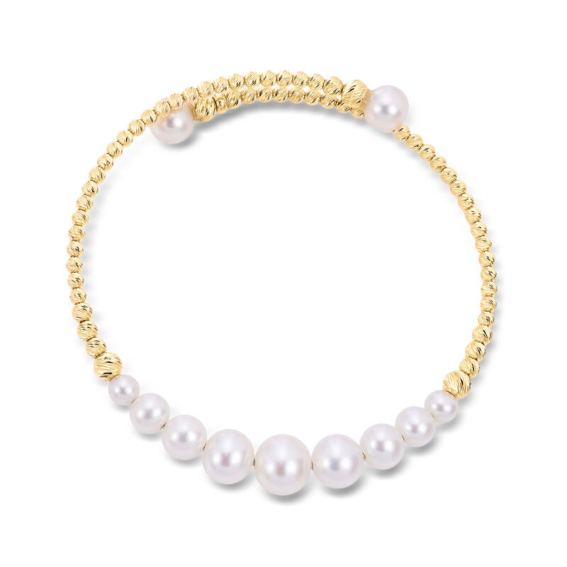 4.5-8.5mm Cultured Pearl Adjustable Cuff Bracelet in 14kt Yellow Gold image number 0
