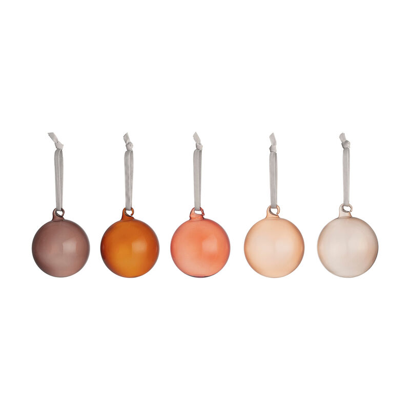 IIttala Set of Five Tonal Brown Glass Ball Ornaments image number 0