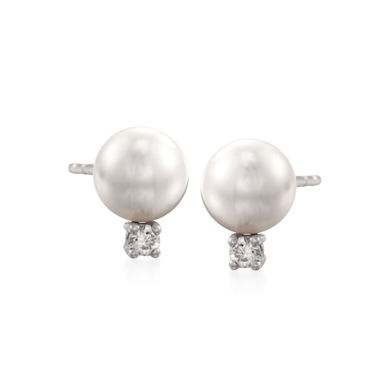 Mikimoto 6-6.5mm A+ Akoya Pearl Earrings with Diamonds in 18kt White Gold     image number 0