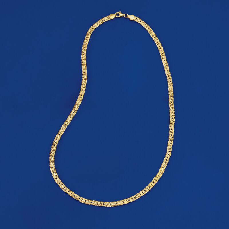 4mm 14kt Yellow Gold Byzantine Necklace image number 8
