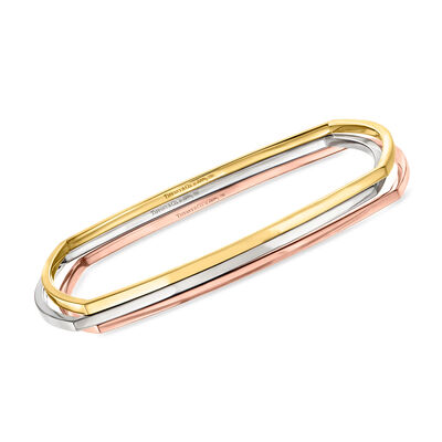 C. 2005 Vintage Tiffany Jewelry "Frank Gehry" 18kt Tri-Colored Gold Bangle Bracelet Set