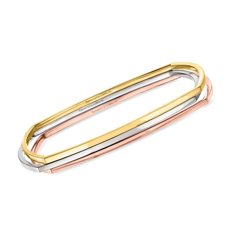 C. 2005 Vintage Tiffany Jewelry &quot;Frank Gehry&quot; 18kt Tri-Colored Gold Bangle Bracelet Set. 7&quot; image number 0