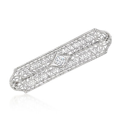 C. 1940 Vintage .20 Carat Diamond Filigree Pin in 10kt White Gold