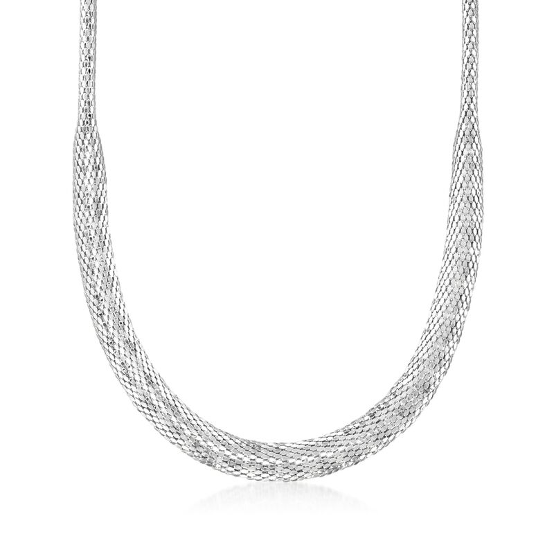 Italian Sterling Silver Tapered Mesh Necklace image number 0