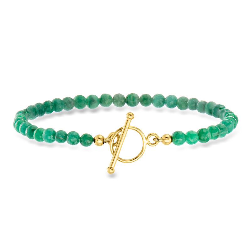 9.50 ct. t.w. Emerald Bead Charm-Compatible Toggle Bracelet in 18kt Gold Over Sterling image number 0