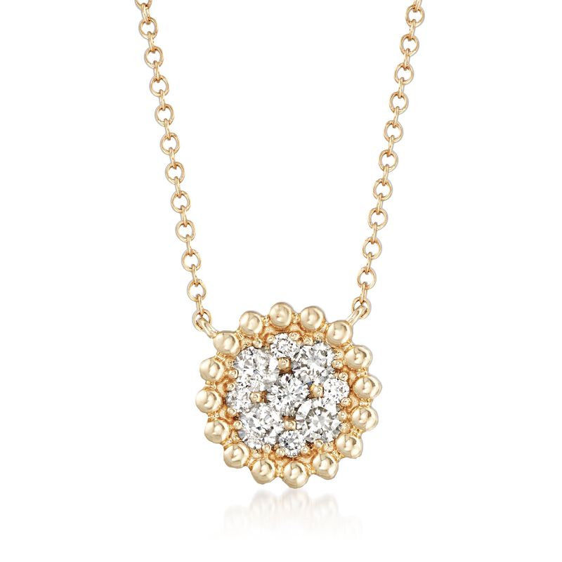 .43 ct. t.w. Diamond Cluster Necklace in 14kt Yellow Gold. 16&quot; image number 1