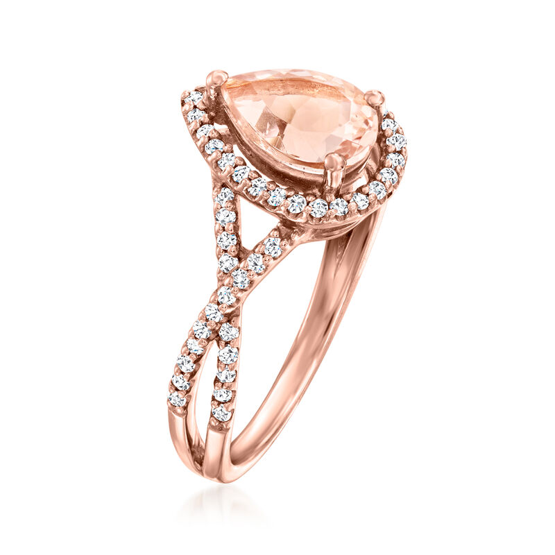 1.00 Carat Morganite and .32 ct. t.w. Diamond Ring in 14kt Rose Gold. Size 8 image number 2