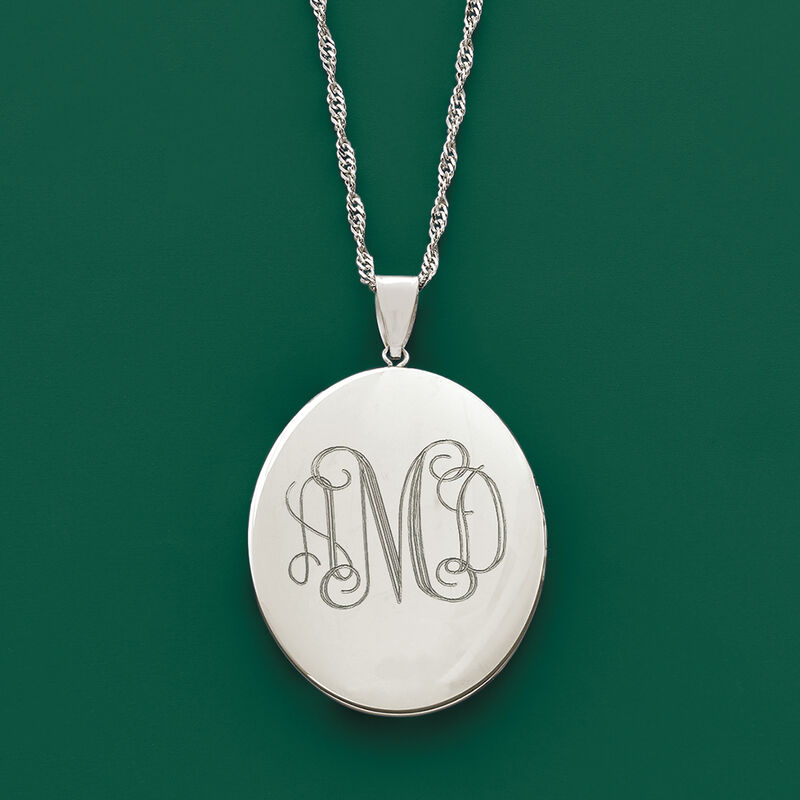 Sterling Silver Personalized Floral Locket Necklace image number 11