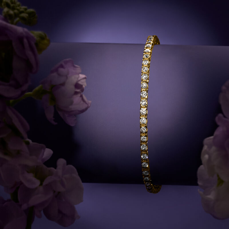 3.00 ct. t.w. Diamond Tennis Bracelet in 18kt Gold Over Sterling image number 3