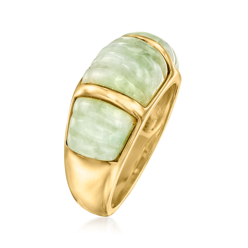 Carved Jade Ring in 18kt Gold Over Sterling image number 2