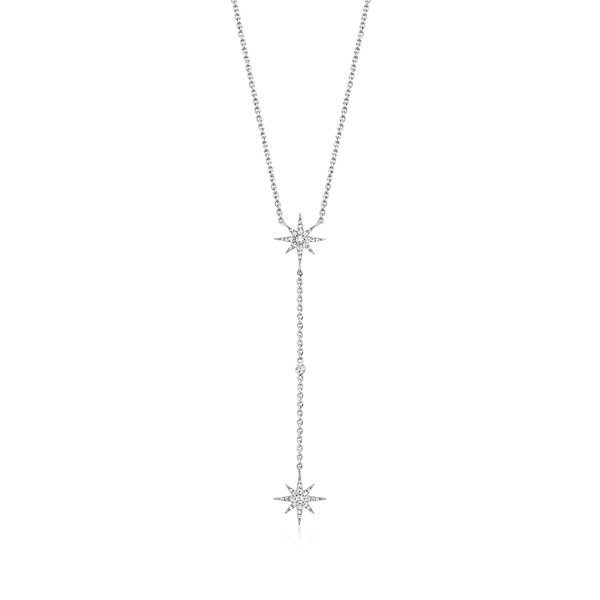 ★TATIANA★ [Silver 925] Brilliant Pastel Mix Y Line Necklac 25 ct. t.w. Diamond Star Y-Necklace in Sterling Silver. 16
