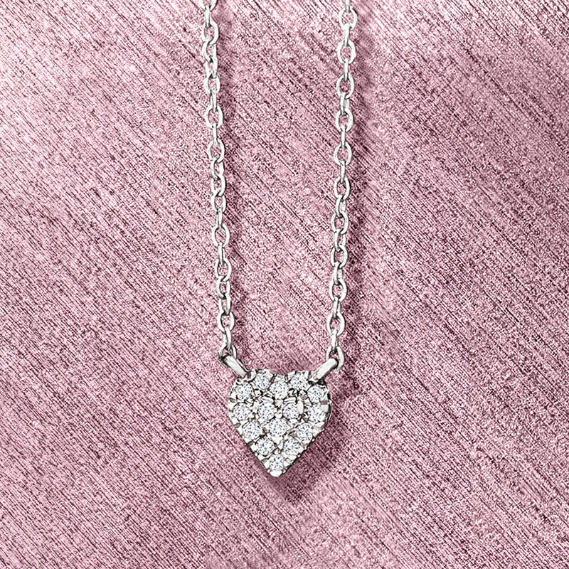 .10 ct. t.w. Diamond Heart Necklace in Sterling Silver image number 2