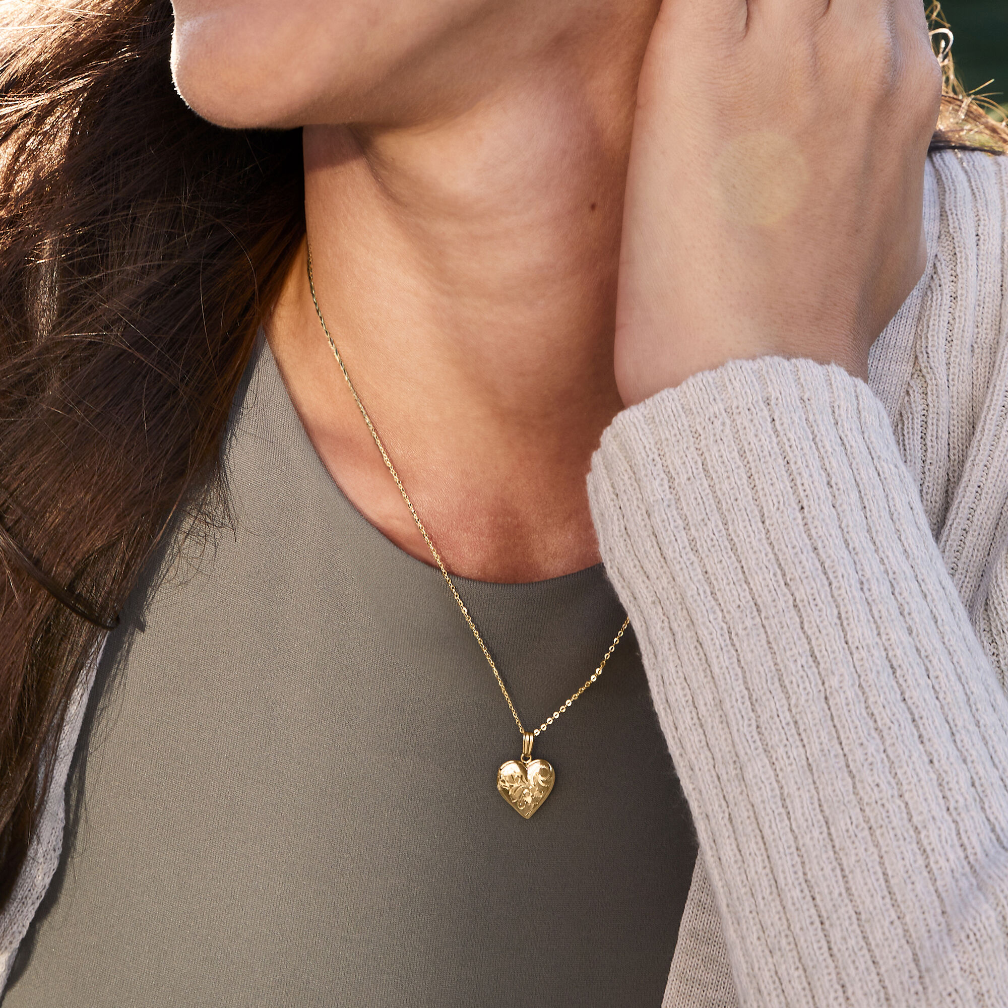 10kt Yellow Gold Floral Heart Locket Necklace | Ross Simons