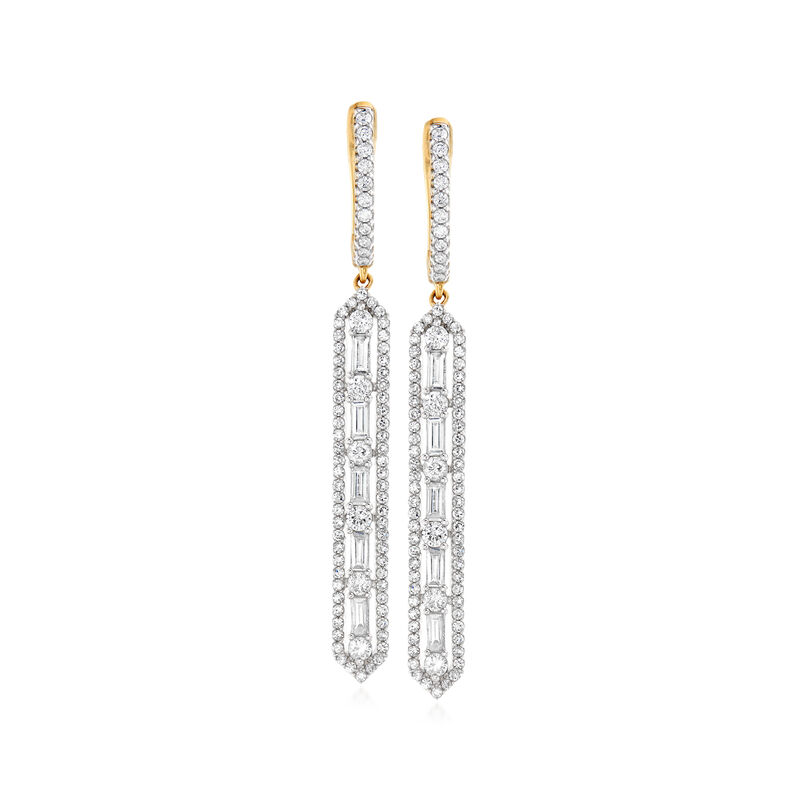 1.25 ct. t.w. Diamond Huggie Hoop Drop Earrings in 14kt Yellow Gold image number 0