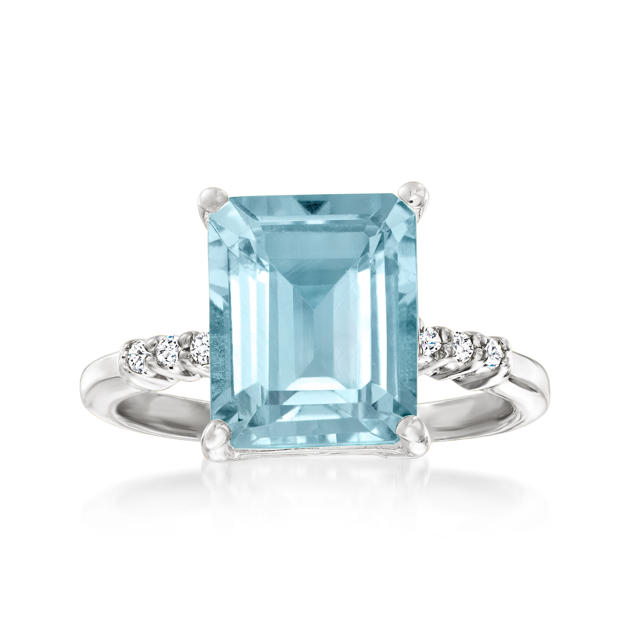 5.00 Carat Sky Blue Topaz Ring with White Topaz in Sterling Silver