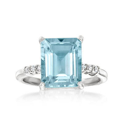 5.00 Carat Sky Blue Topaz Ring with White Topaz in Sterling Silver