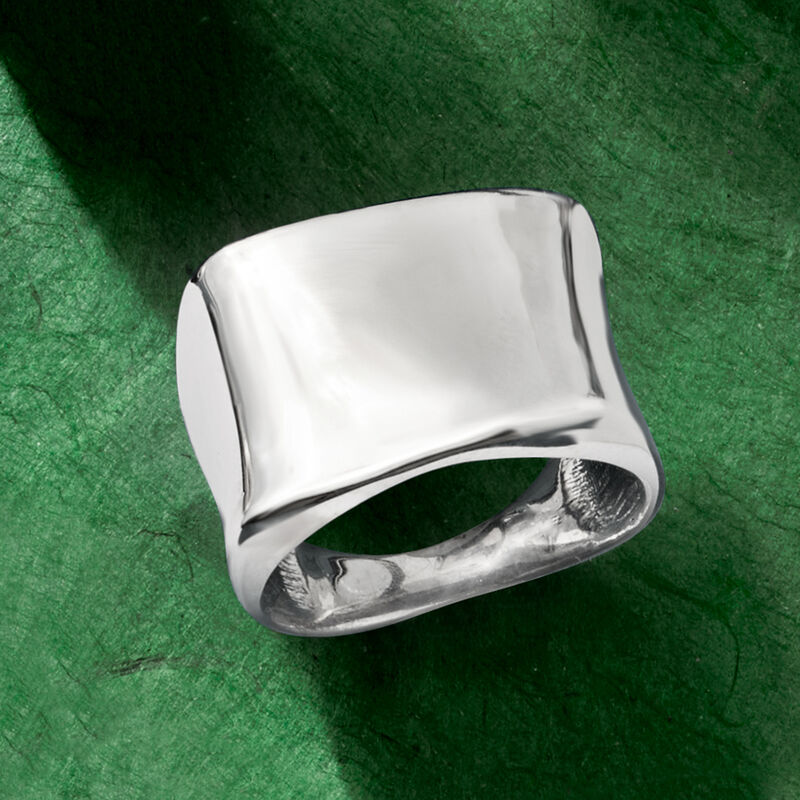 Italian Sterling Silver Asymmetrical Square-Top Ring image number 3