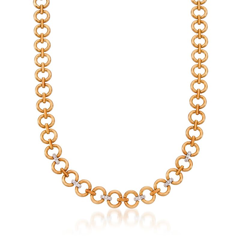 C. 1980 Vintage .40 ct. t.w. Diamond Necklace in 18kt Two-Tone Gold. 16.25&quot; image number 0