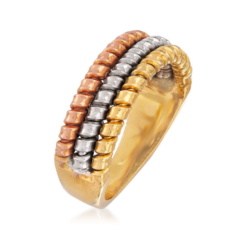 C. 1990 Vintage 18kt Tri-Colored Gold Twisted Band image number 2