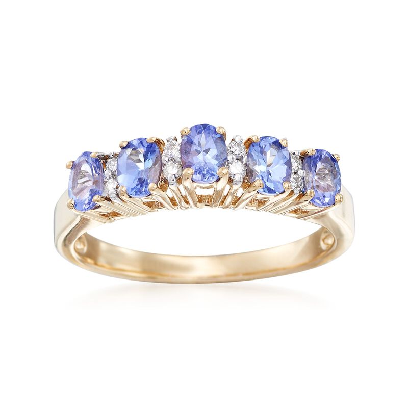 .80 ct. t.w. Tanzanite Ring with Diamond Accents in 14kt Yellow Gold image number 0