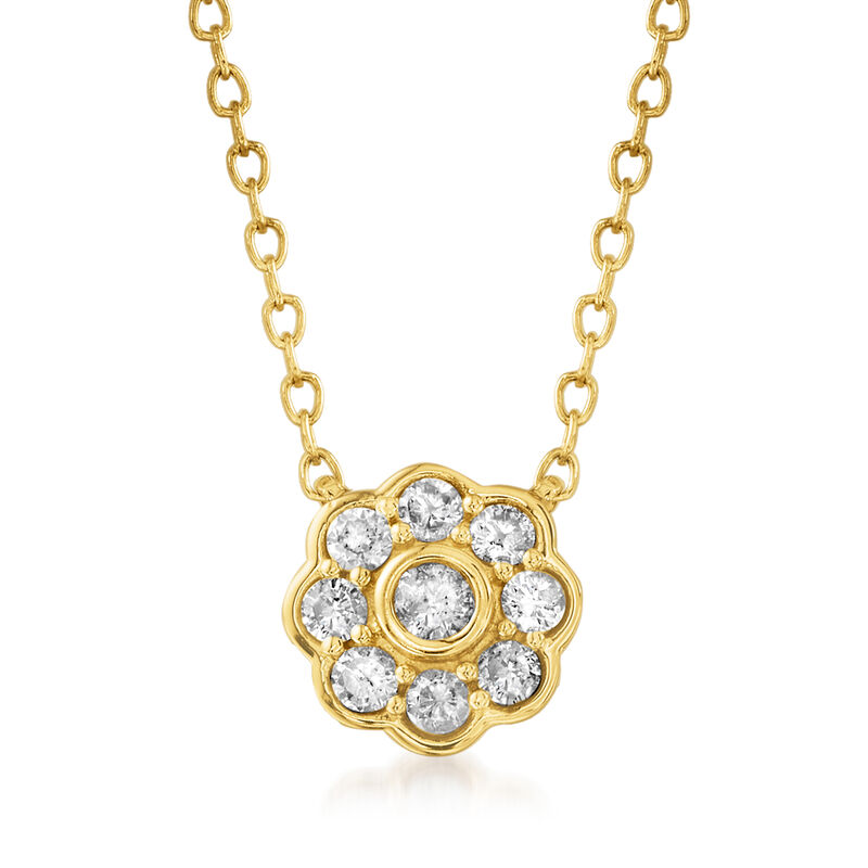 .20 ct. t.w. Diamond Flower Necklace in 14kt Yellow Gold. 16&quot; image number 1