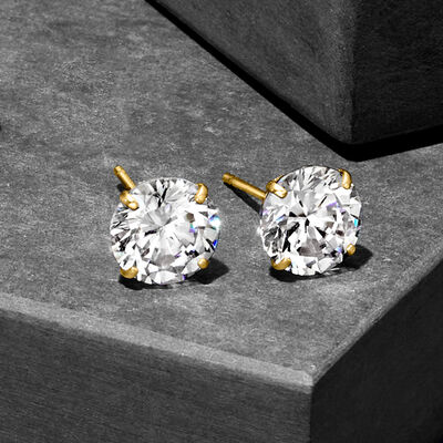 4.00 ct. t.w. CZ Stud Earrings in 14kt Yellow Gold