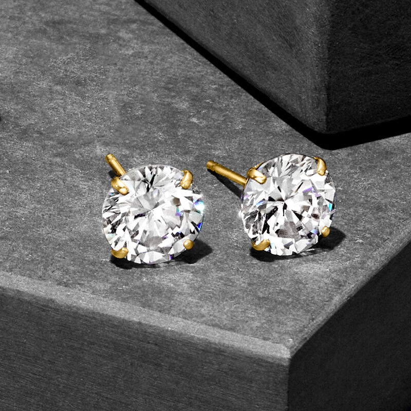 4.00 ct. t.w. CZ Stud Earrings in 14kt Yellow Gold image number 2