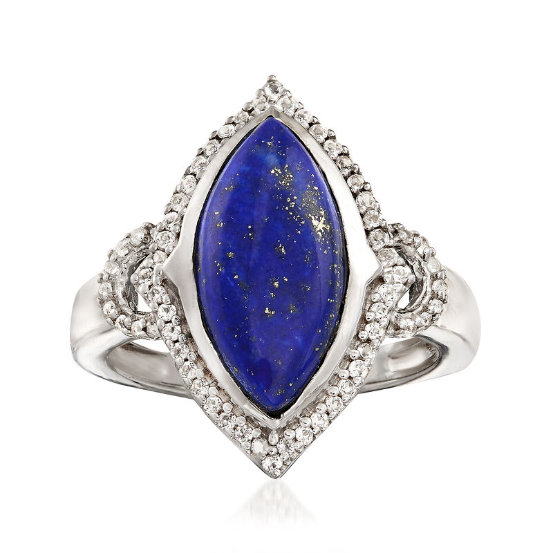 Lapis and .20 ct. t.w. White Topaz Ring in Sterling Silver image number 0