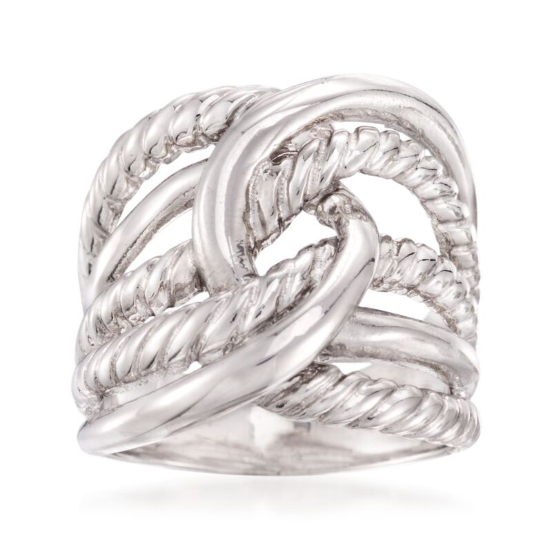 Italian Sterling Silver Roped Knot Ring image number 0